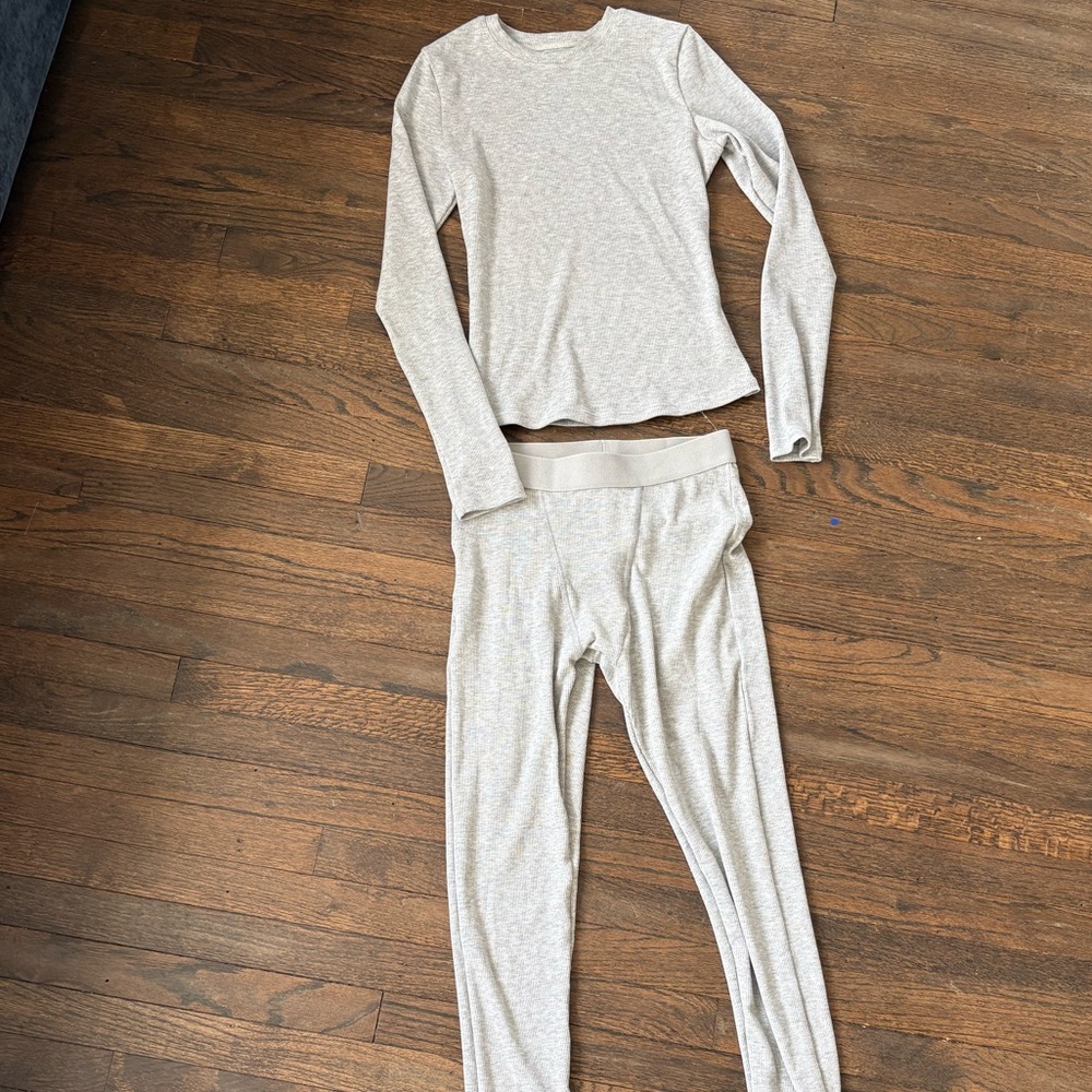 Faux skims grey ribbed set